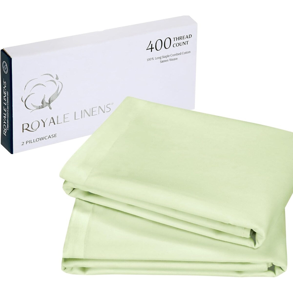 Royale Linens 400 Thread Count Cotton Pillowcase Set of 2