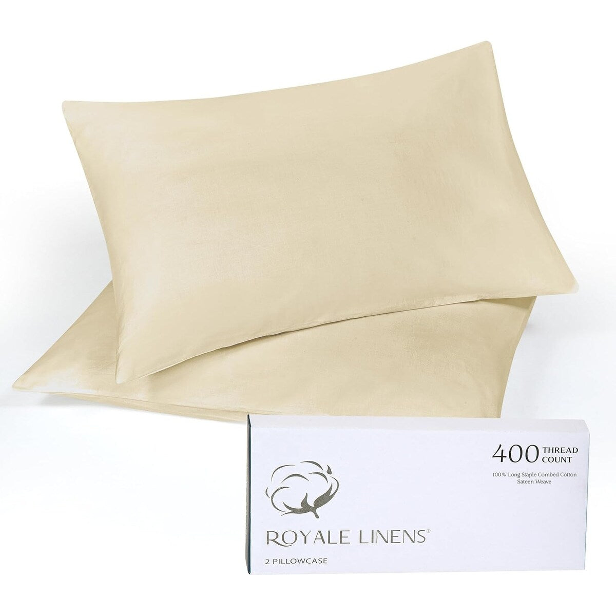 Royale Linens 400 Thread Count Cotton Pillowcase Set of 2