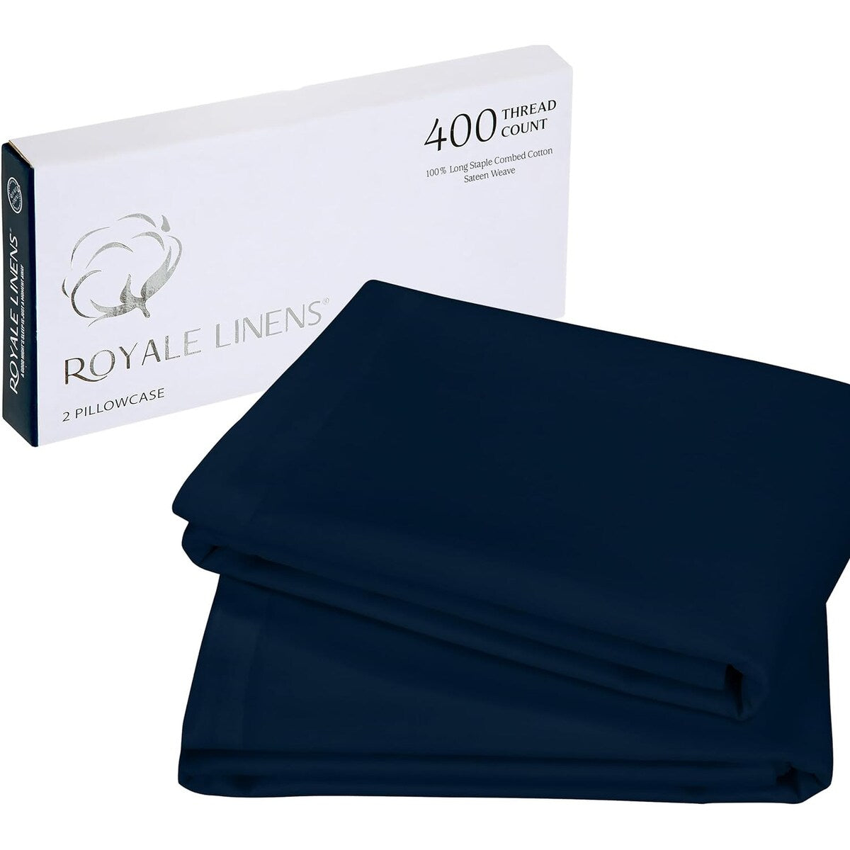 Royale Linens 400 Thread Count Cotton Pillowcase Set of 2