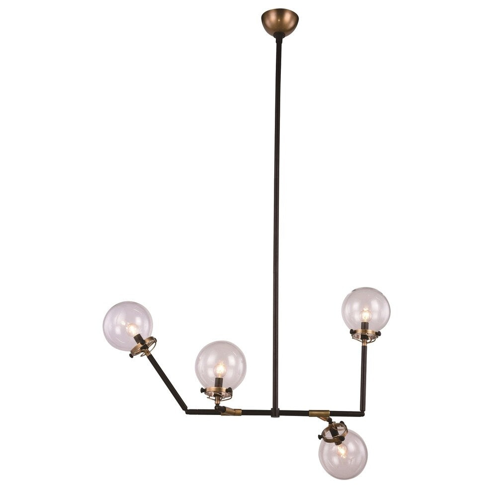 Royce Edge 4-Light Chandelier (Burnished Brass&Flat Black, Polished Nickel)