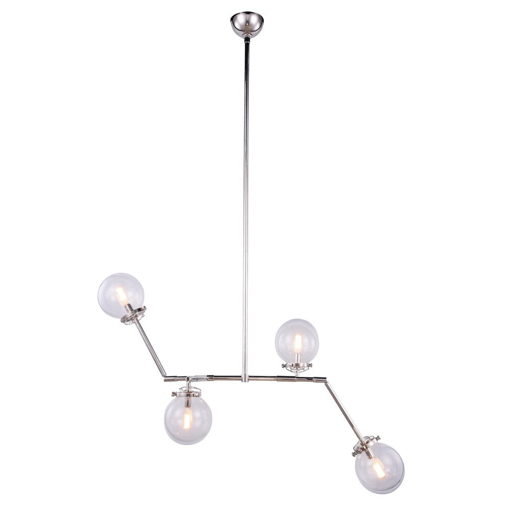 Royce Edge 4-Light Chandelier (Burnished Brass&Flat Black, Polished Nickel)
