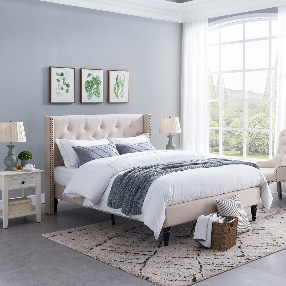 Roz Traditional Fully-Upholstered Bedframe by Christopher Knight Home