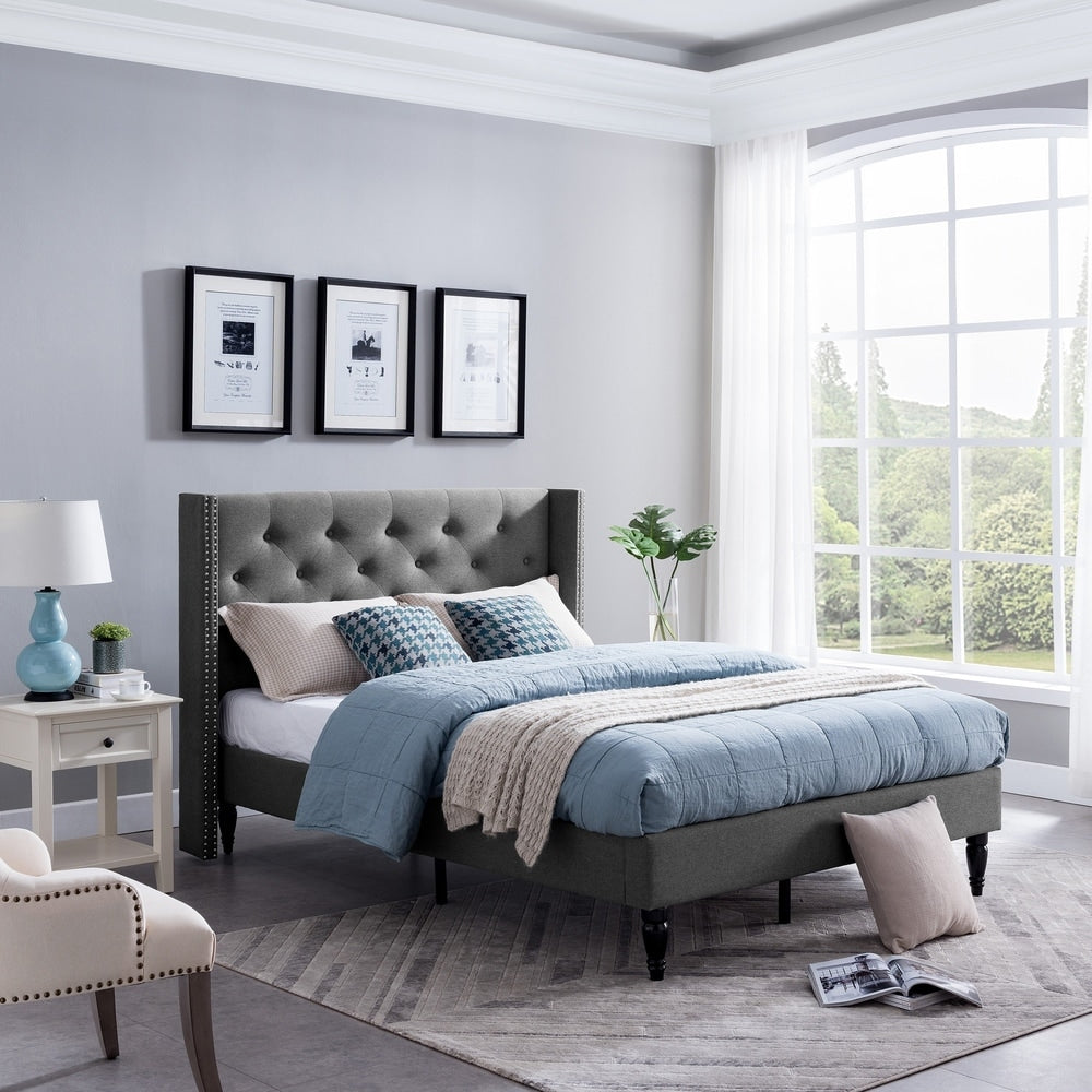 Roz Traditional Fully-Upholstered Bedframe by Christopher Knight Home