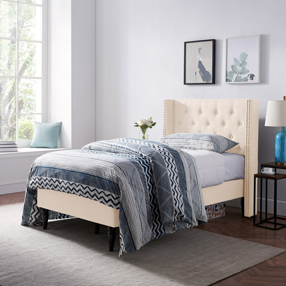 Roz Traditional Fully-Upholstered Bedframe by Christopher Knight Home