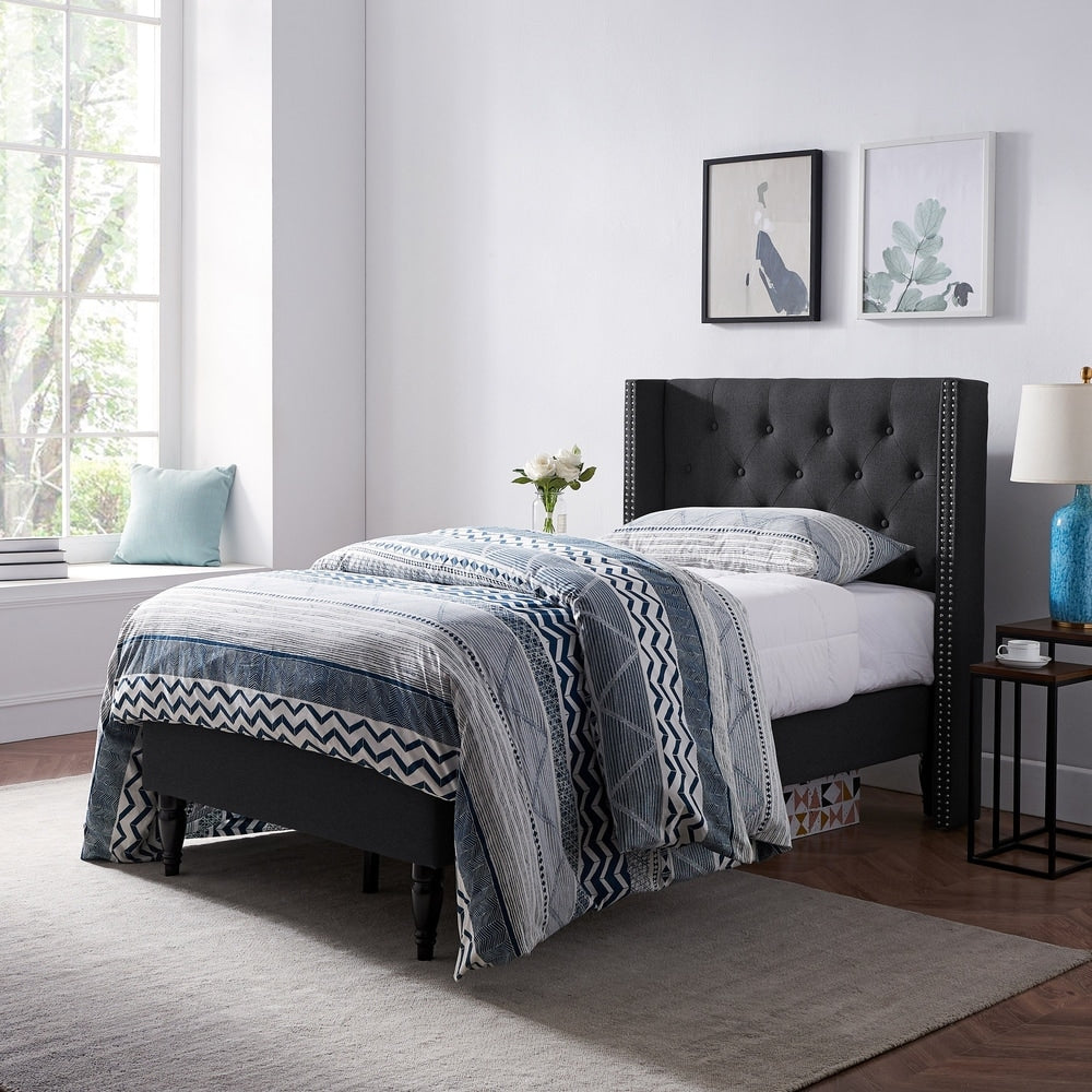 Roz Traditional Fully-Upholstered Bedframe by Christopher Knight Home