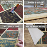 Rubber Back Multicolor Frame Boxes Non-Slip Long Runner Rug (2'8 x 9'10) - 2'8 x 9'10
