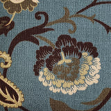 Rubber Back Ocean Blue Floral Non-Slip Area Rug - 3'3 X 5'