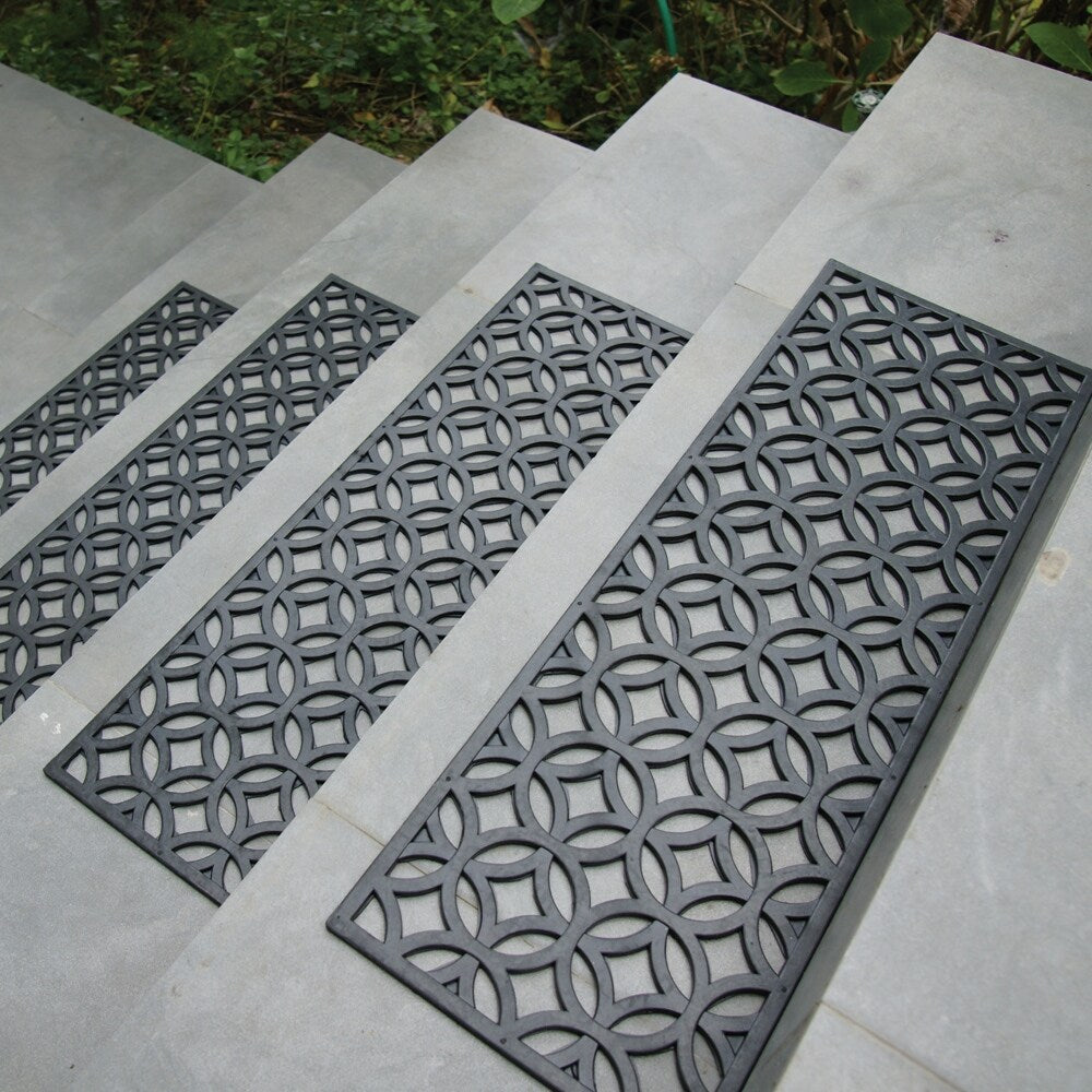 Rubber-Cal 6-Piece Azteca Indoor Outdoor Stair Treads Rubber Step Mats, 9.75 by 29.75-Inch - 9.75in x 29.75in