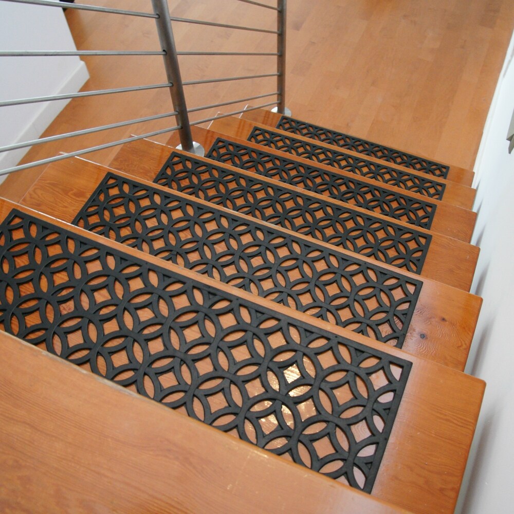 Rubber-Cal 6-Piece Azteca Indoor Outdoor Stair Treads Rubber Step Mats, 9.75 by 29.75-Inch - 9.75in x 29.75in