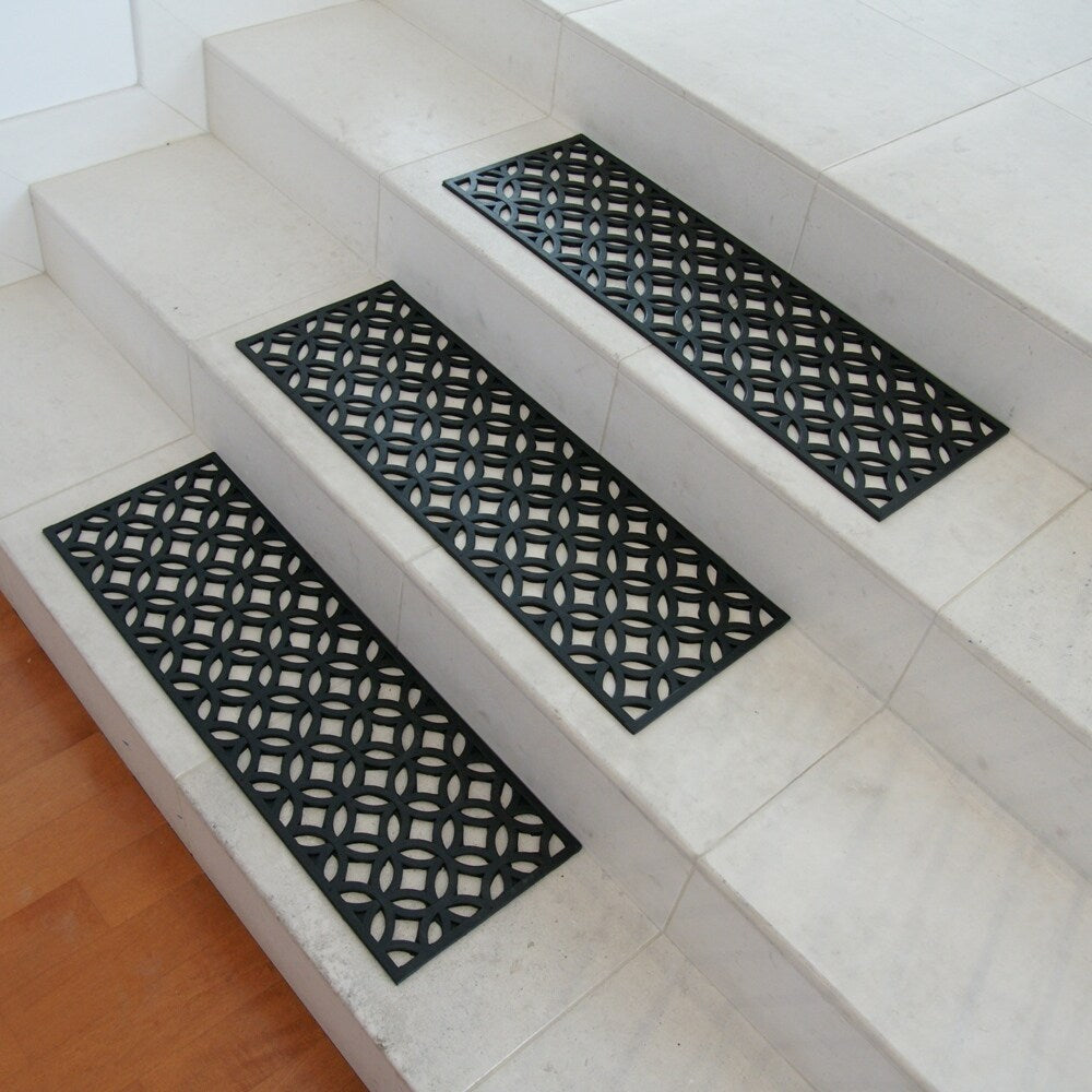 Rubber-Cal 6-Piece Azteca Indoor Outdoor Stair Treads Rubber Step Mats, 9.75 by 29.75-Inch - 9.75in x 29.75in