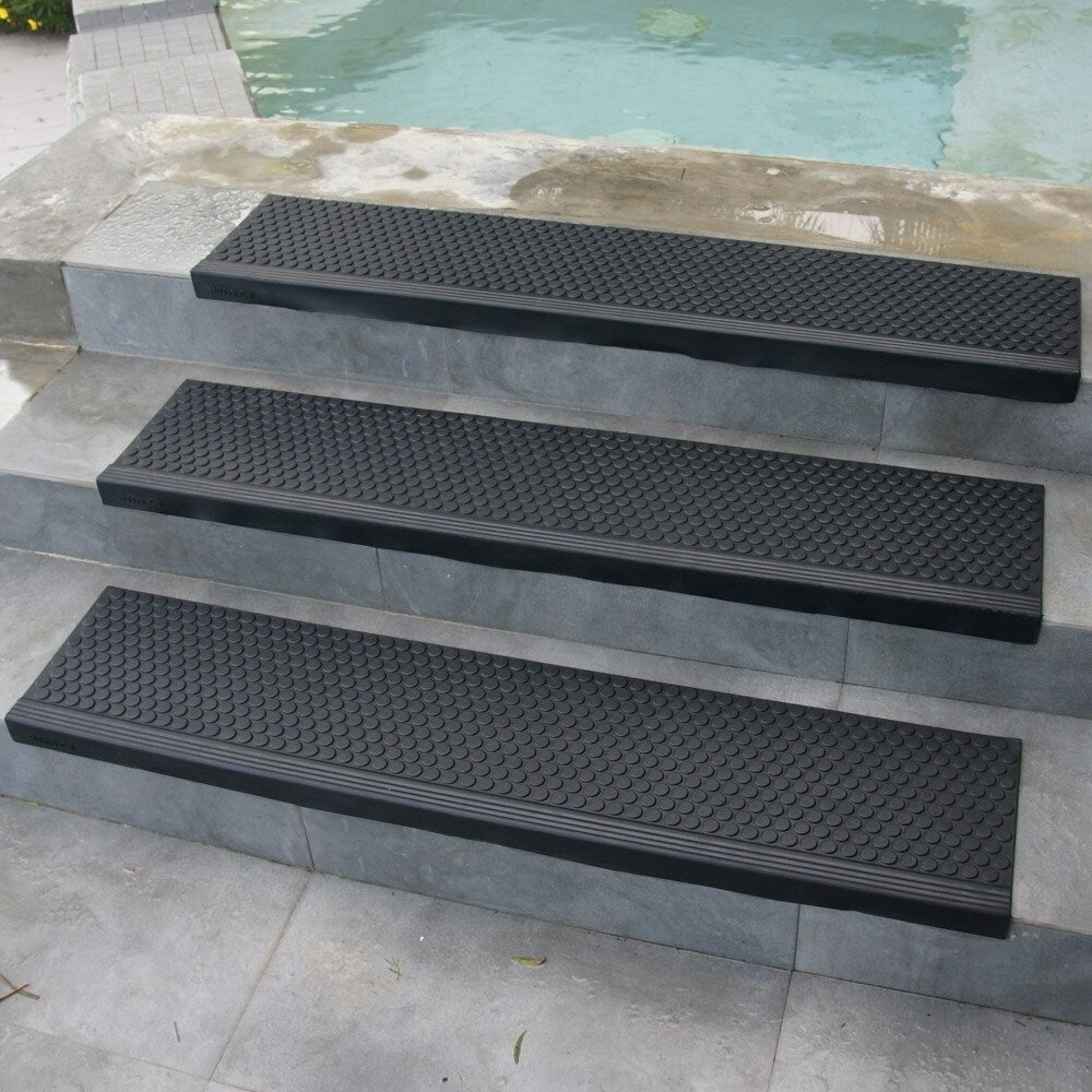 Rubber-Cal Coin-Grip Commercial Rubber Step Mat Stair Tread (Set of 6)