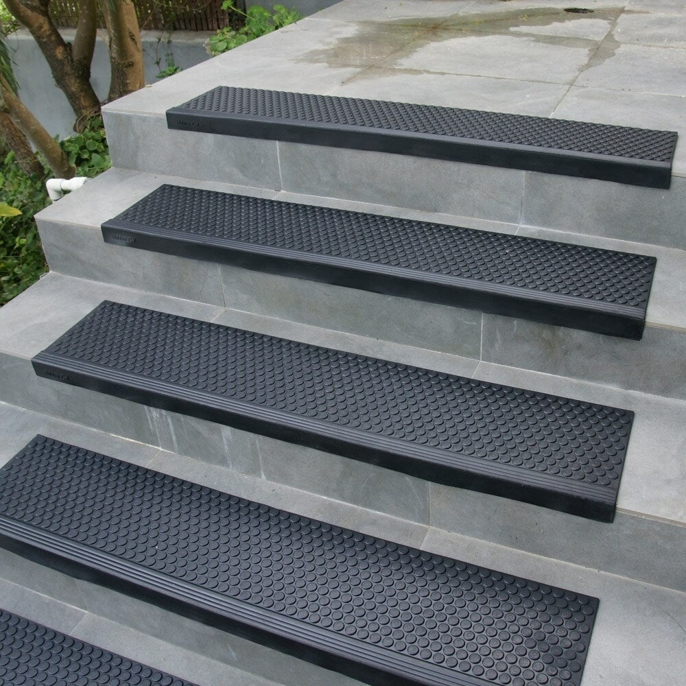 Rubber-Cal Coin-Grip Commercial Rubber Step Mat Stair Tread (Set of 6)