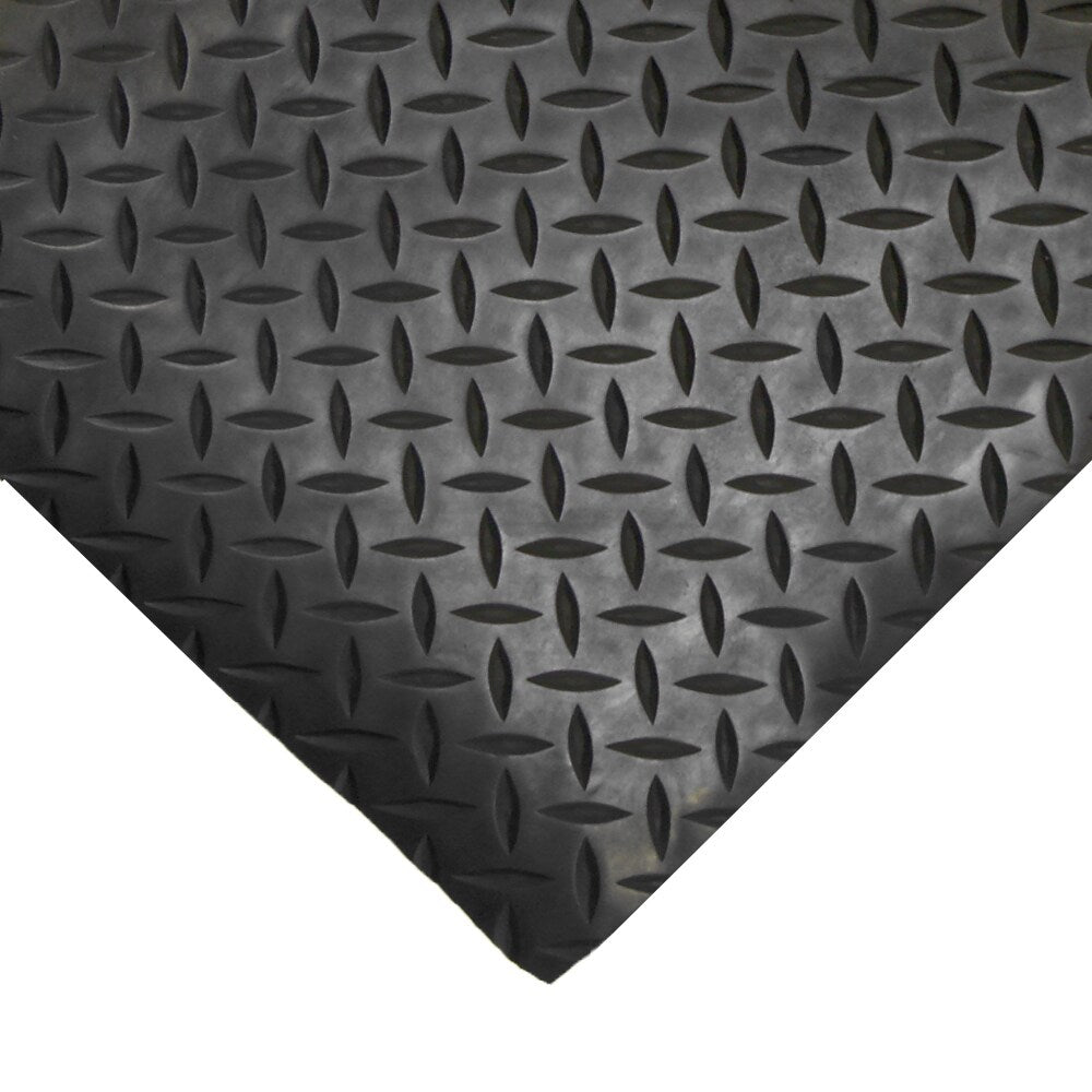 Rubber-Cal "Diamond-Plate" Rubber Flooring Rolls - 3 mm x 4 ft x 9 ft Rolls - Black - 48 x 108