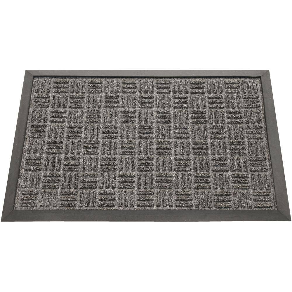 Rubber-Cal "Wellington" Rubber Backed Carpet Doormat - 18 x 30 inches - Charcoal Polypropylene Mat