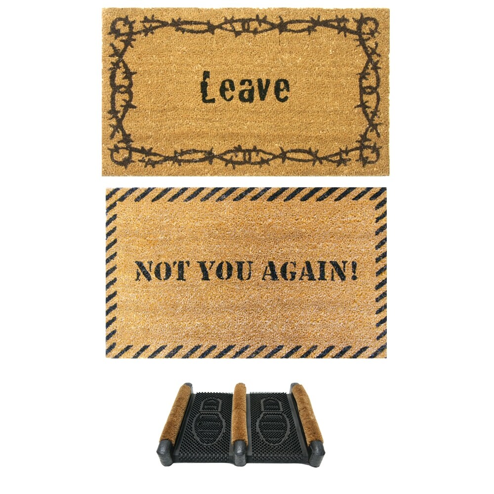 Rubber-Cal "Funny Dooormat Kit" - 2 Rude Doormats & 1 Boot Scraper