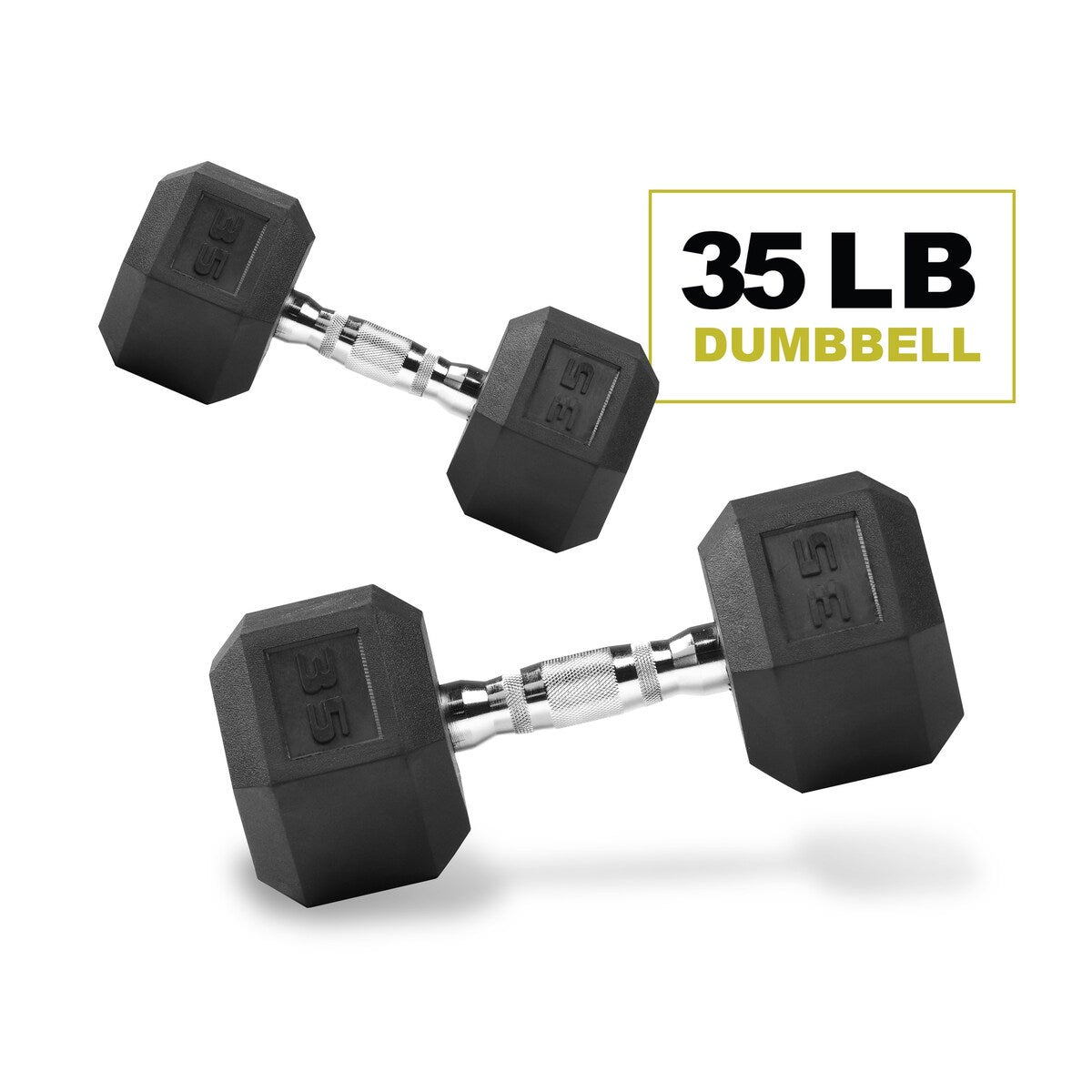 Rubber Encased Hex Dumbbell, 35lbs Pair