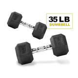 Rubber Encased Hex Dumbbell, 35lbs Pair
