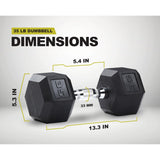 Rubber Encased Hex Dumbbell, 35lbs Pair