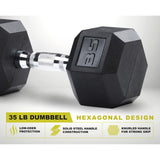 Rubber Encased Hex Dumbbell, 35lbs Pair