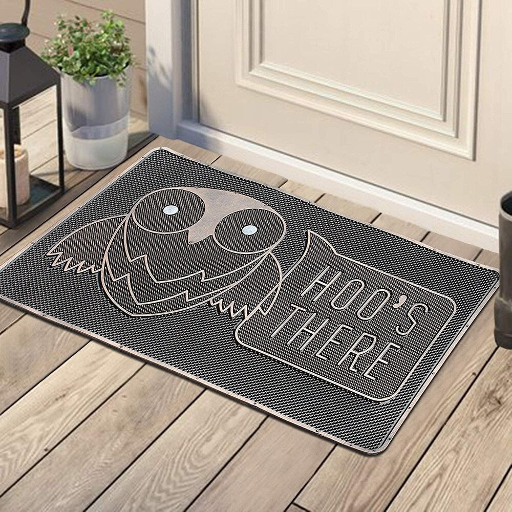 A1HC Welcome Owl Hoo's There Pin Entrance, Fun Designed Floor, Front Door Indoor