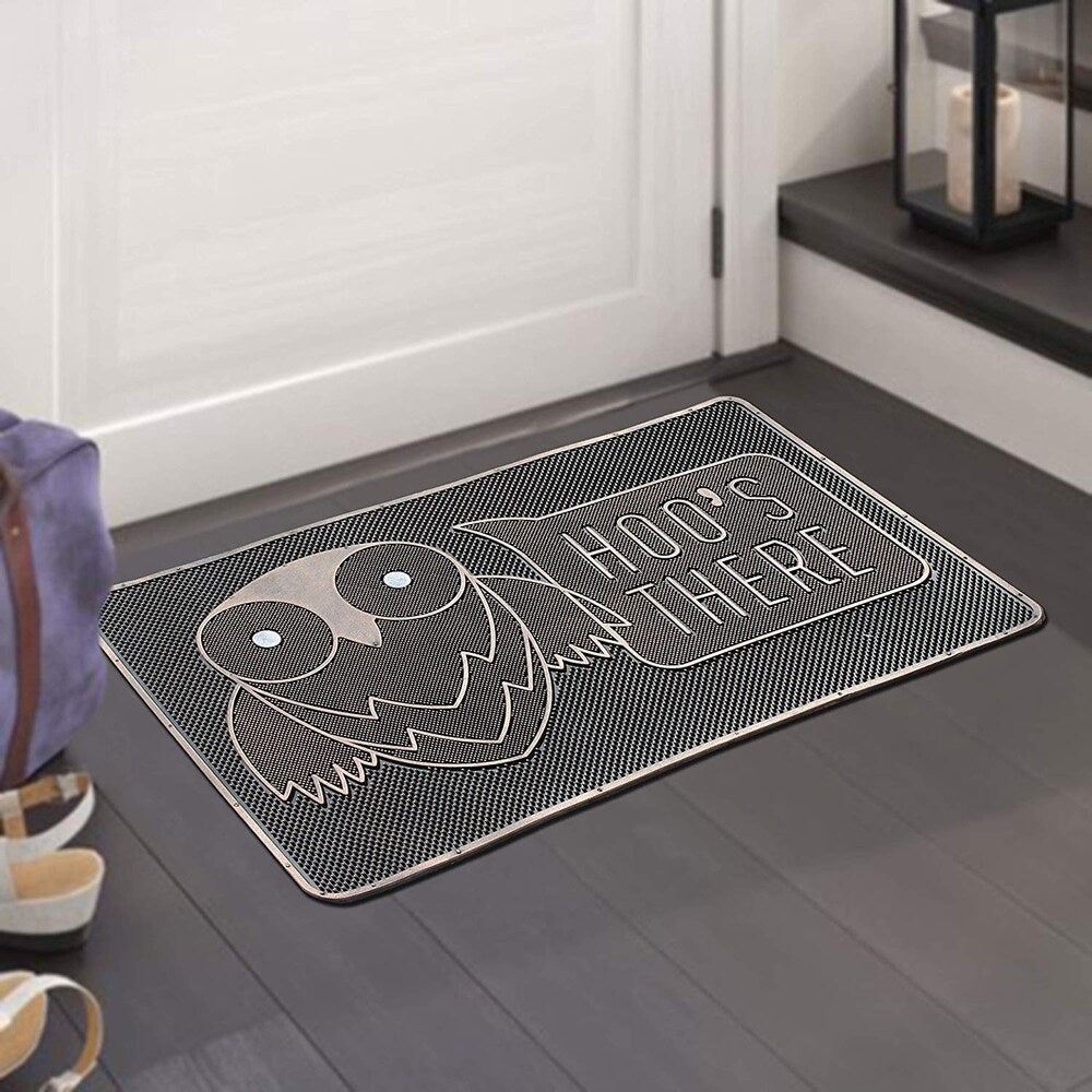 A1HC Welcome Owl Hoo's There Pin Entrance, Fun Designed Floor, Front Door Indoor