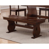 Rubber Wood Bench with Wavy Base Brown