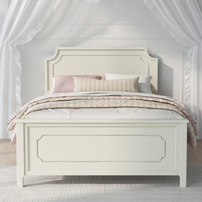 Rubber Wooden Platform Bed with Curved Headboard