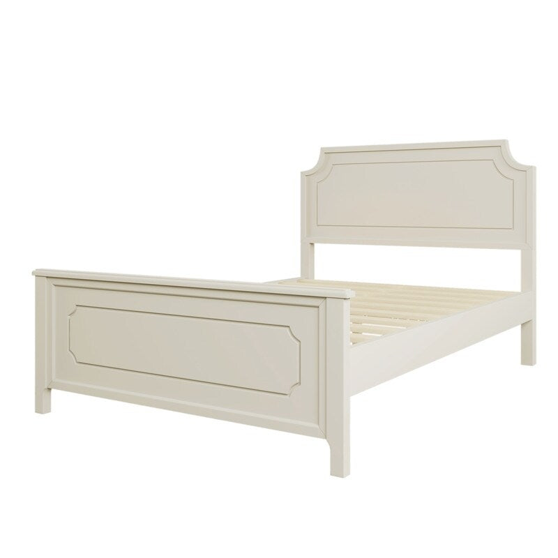 Rubber Wooden Platform Bed with Curved Headboard