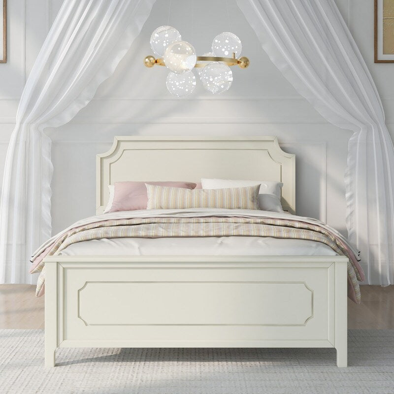Rubber Wooden Platform Bed with Curved Headboard