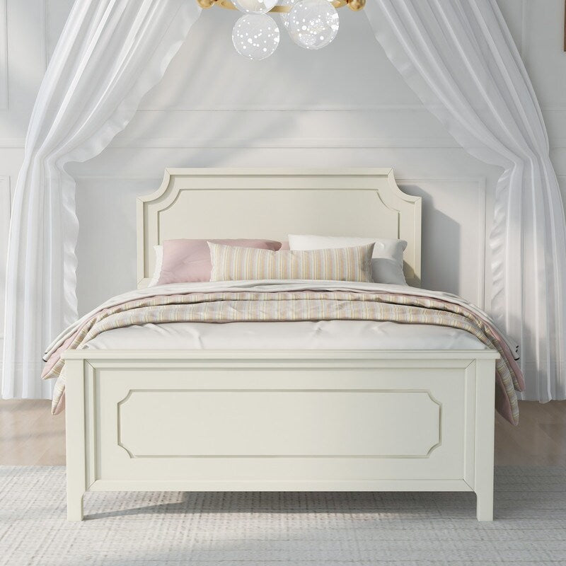 Rubber Wooden Platform Bed with Curved Headboard