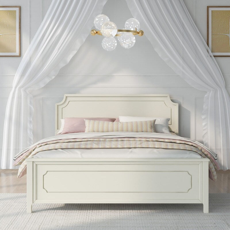 Rubber Wooden Platform Bed with Curved Headboard