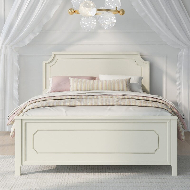 Rubber Wooden Platform Bed with Curved Headboard