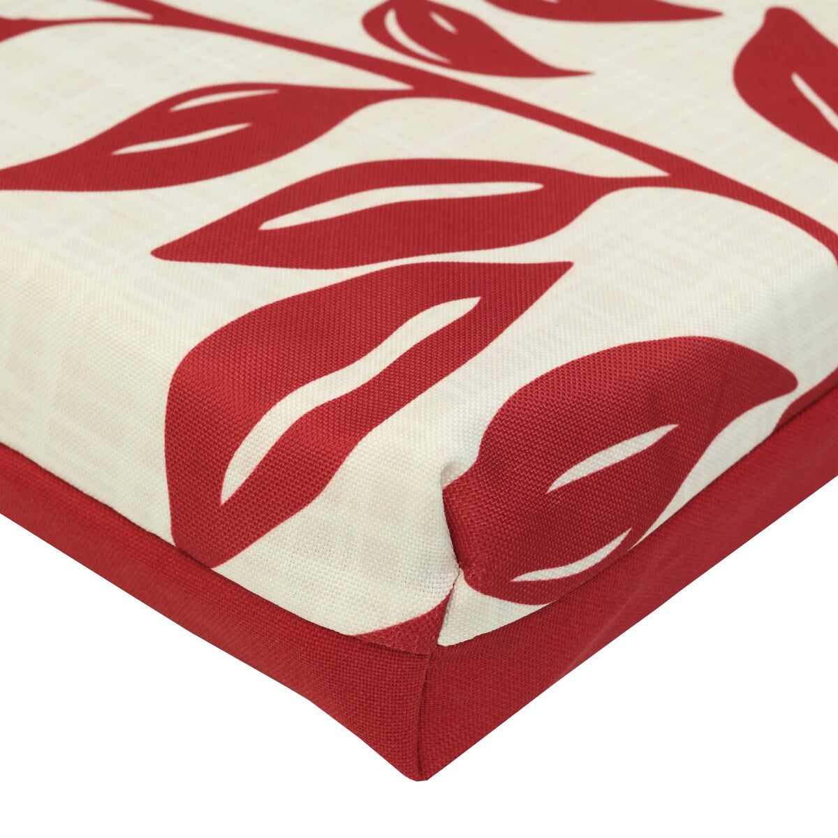 Ruby Red Outdoor Printed Leaves Bench Seat 48 x 18 in Red Ivory - 48" x 18" x 2.75"