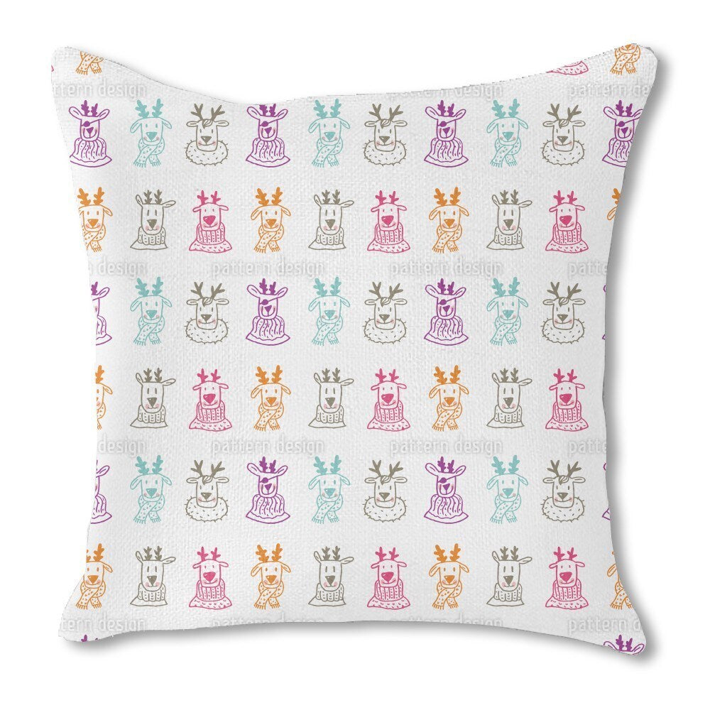 Rudolf and Friends Burlap Pillow Single Sided