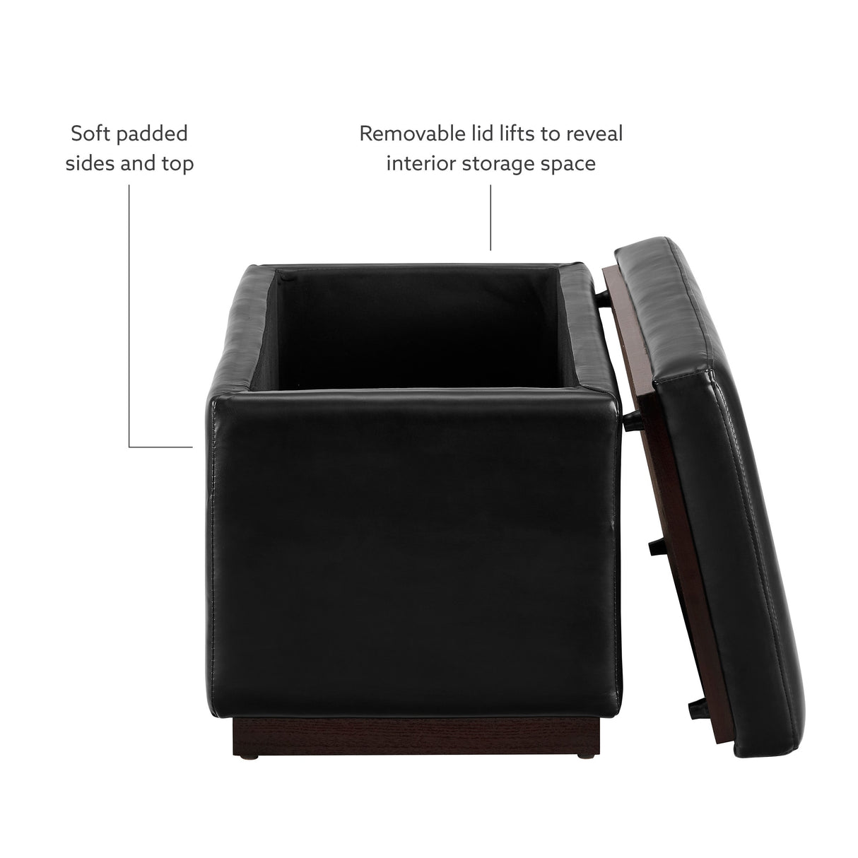 Rue Faux Leather Rectangle Storage Ottoman