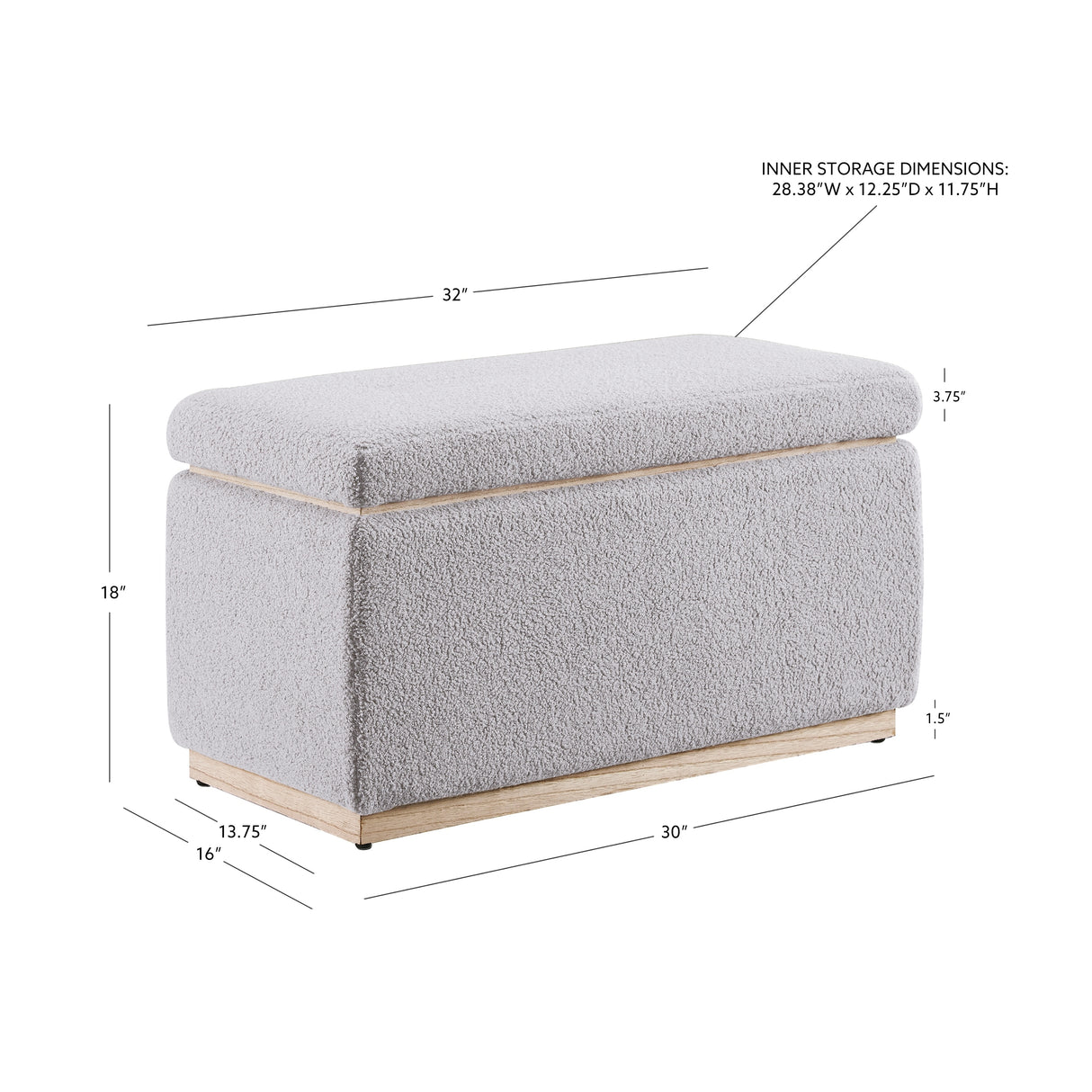 Rue Sherpa Rectangle Storage Ottoman