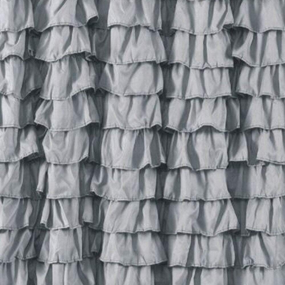 Ruffle Fabric Shower Curtain Waterfall 72" x 72" Silver