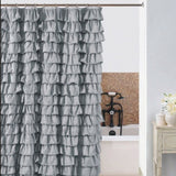 Ruffle Fabric Shower Curtain Waterfall 72" x 72" Silver