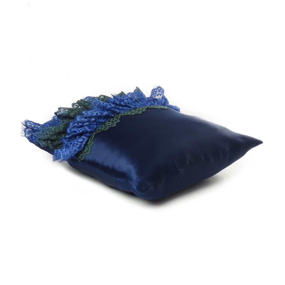 Ruffle Polydupion Throw Pillow Cover, Lace Decorative Cushion Cover Square Shape (18''x18'')
