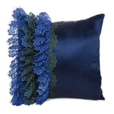 Ruffle Polydupion Throw Pillow Cover, Lace Decorative Cushion Cover Square Shape (18''x18'')