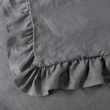 WHOLINENS Stone Washed French Linen Duvet Cover Set Ruffle Style