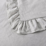 WHOLINENS Stone Washed French Linen Duvet Cover Set Ruffle Style
