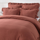WHOLINENS Stone Washed French Linen Duvet Cover Set Ruffle Style