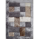Rug Addiction Gray Silver Beige Brown Two Inch Pile Thickness Hand Tufted Silky Shag Area Rug - 5' x 7'