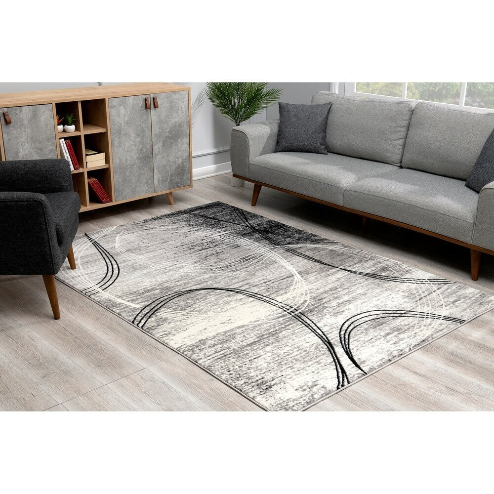 Rug Branch Montage Modern Abstract Area Rug and Runner, Grey / Gray