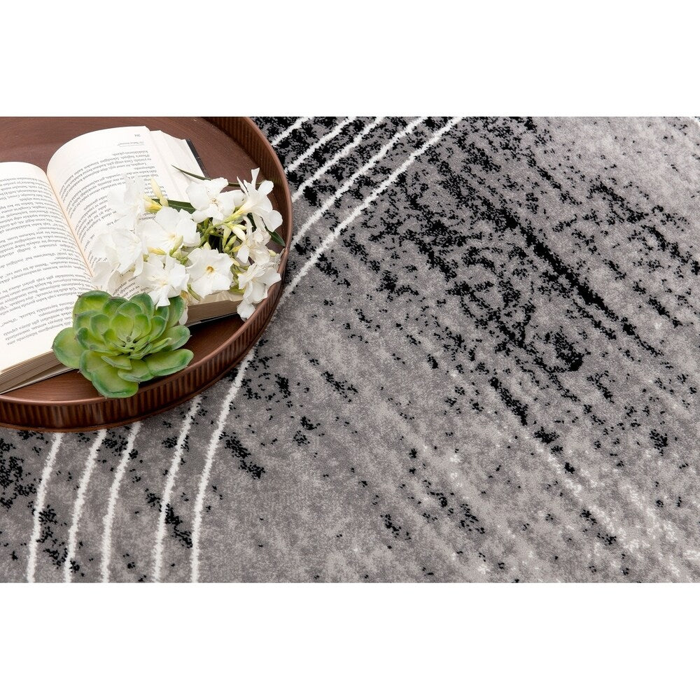 Rug Branch Montage Modern Abstract Area Rug and Runner, Grey / Gray