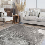 Blue Shimmer Shag Area Rug Thick Soft Pile Large Shaggy Carpet