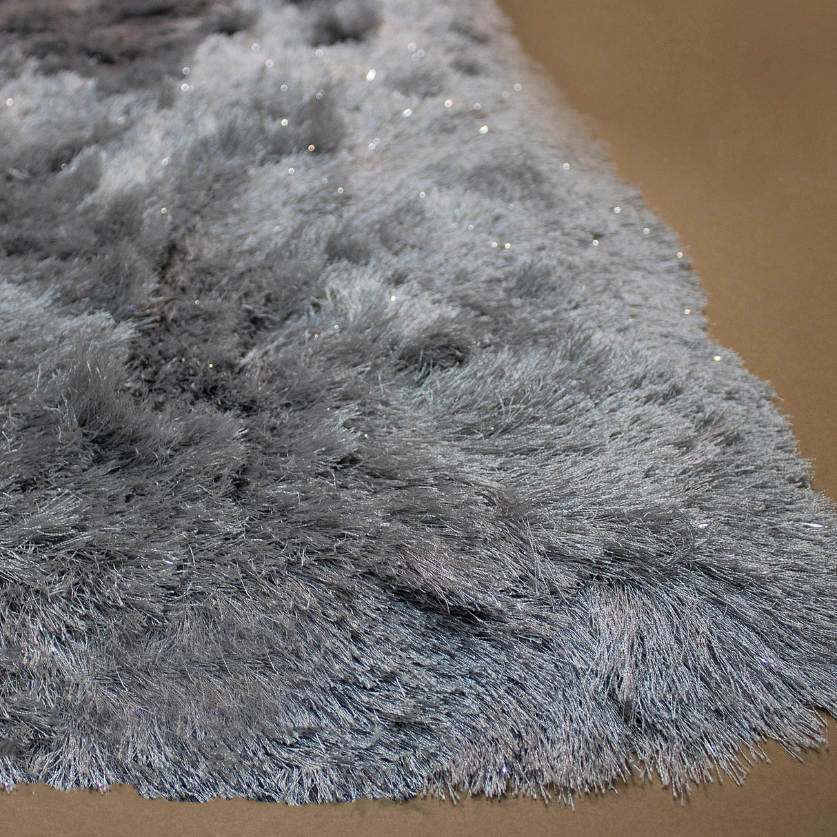 Blue Shimmer Shag Area Rug Thick Soft Pile Large Shaggy Carpet
