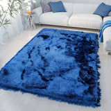 Blue Shimmer Shag Area Rug Thick Soft Pile Large Shaggy Carpet