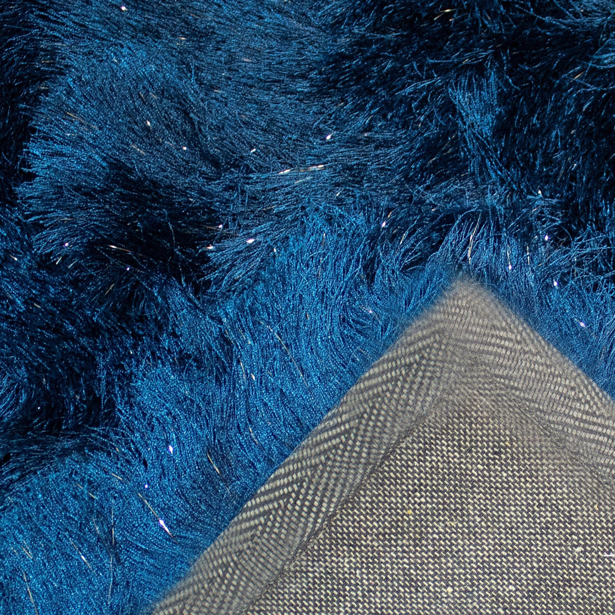 Blue Shimmer Shag Area Rug Thick Soft Pile Large Shaggy Carpet